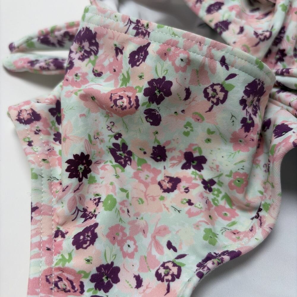 Sweet Honey Girls One Piece Swimsuit Floral Pink PurpleRuffles Bathing Suit 6M - Picture 3 of 8